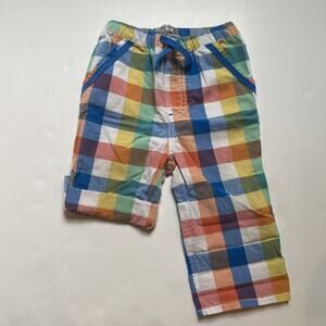 Baby Boden Multi Rainbow Plaid Rollup Pants Shorts